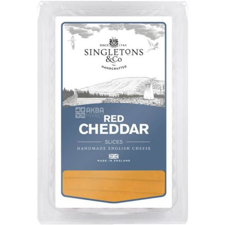 Singletons & Co, Red Cheddar Cheese, 150 г, Сир Чеддер червоний, нарізаний, 32,1%