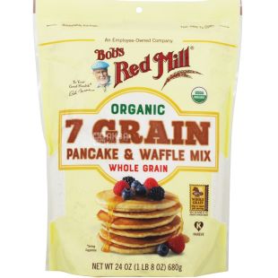 Bob's Red Mill, Organic 7 Grain Pancake & Waffle Mix, 680 г, Смесь для приготовления блинов и вафель 7 злаков, органическая
