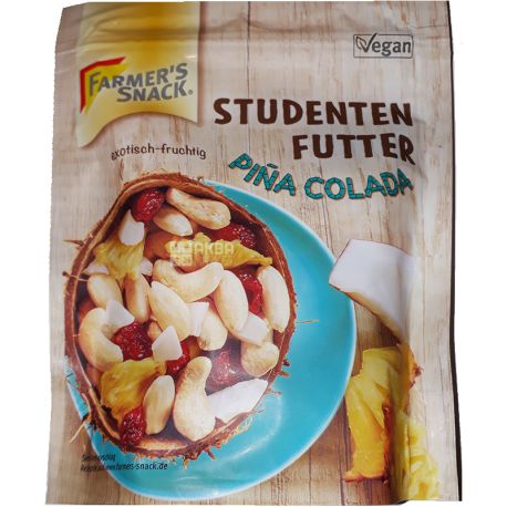 Farmer's Snack, Studenten futter Pina Colada, 100 g, Pina Colada Nut & Dried Fruit Blend