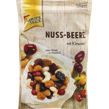 Farmer's Snack, Nuss-Beeren mit Kirschen, 175 г, Смесь орехов и ягод, с вишней и физалисом