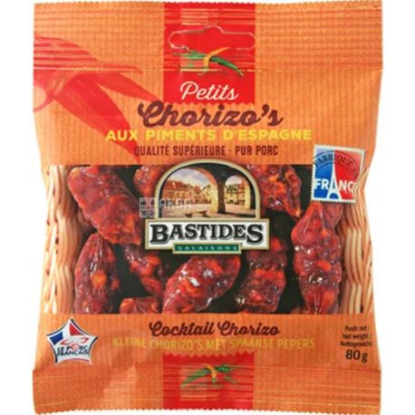 Bastides Chorizo`s 80 г, Мини колбаски, чоризо, коктейльные