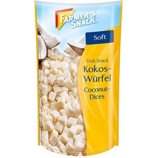 Farmer's Snack, Coconut dices, 100 г, Кокос кусочками, с подсластителем