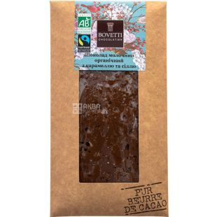 Bovetti Caramel Et Fleur De Sel, 100 г, Боветти, Шоколад молочный с карамелью и солью, органический