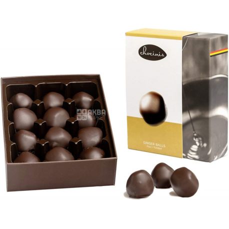 Chocinis, 200 г, Конфеты Имбирные шарики в черном шоколаде