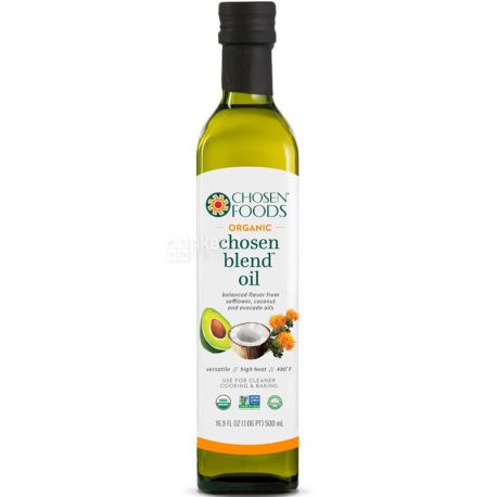 Chosen Foods blend, 500 мл, Суміш олій, сафлорової, авокадо і кокосової, органічна