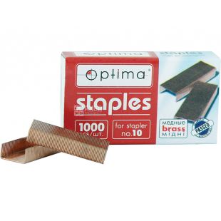 Optima, 1000 шт, Скоби для степлера, №10, мідні