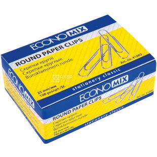 Economix, 100 шт, 25 мм, Скріпки круглі, нікельовані