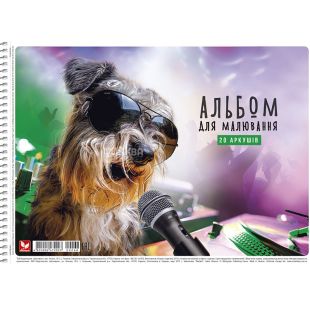 Школярик, 20 аркушів, Альбом для малювання на пружині, А4, асорті