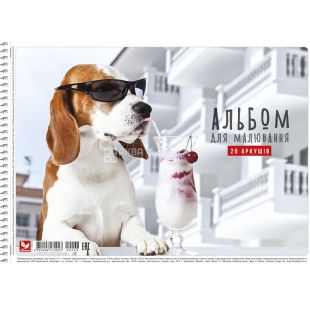 Школярик, 20 аркушів, Альбом для малювання на пружині, А4, асорті