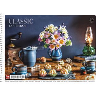 Школярик, 40 аркушів, Альбом для малювання на пружині, А4, асорті