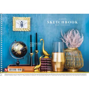 Школярик, 40 аркушів, Альбом для малювання на пружині, А4, асорті