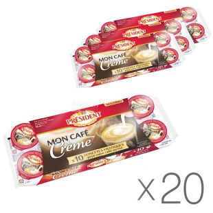 President, упаковка 20 пачок по 10 штук (200 порцій), Вершки Президент, порційні, 10%