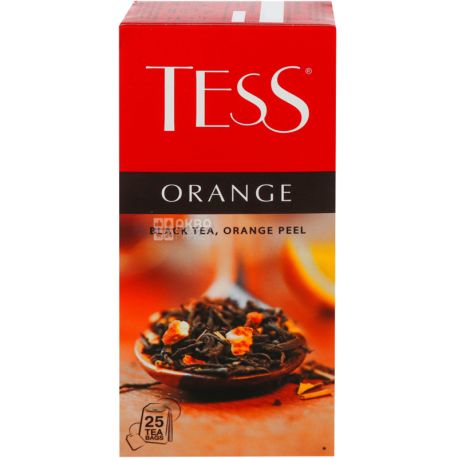 Tess Orange, 25 пак., Чай Тесс, Оранж, черный с цедрой апельсина