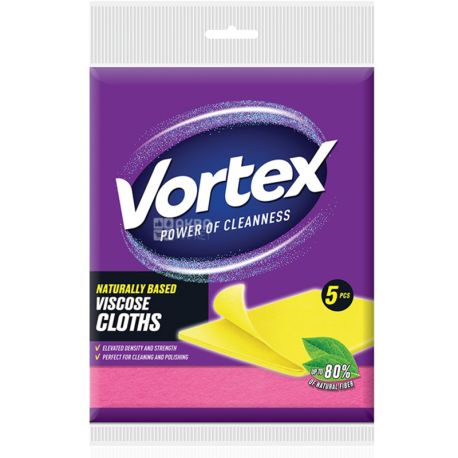 Vortex, 5 шт., Салфетки для уборки, универсальные, вискозные