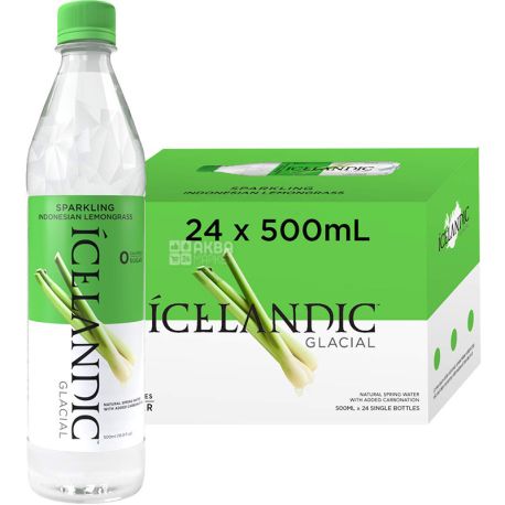 Icelandic Glacial, 0.5 L, Drinking water, spring, carbonated, Indonesian Lemongrass, PET