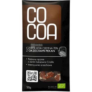  Co coa, Dark Nut Pekan, 50 г, КоКоа, Шоколад сырой темный с пеканом, органический, 70%