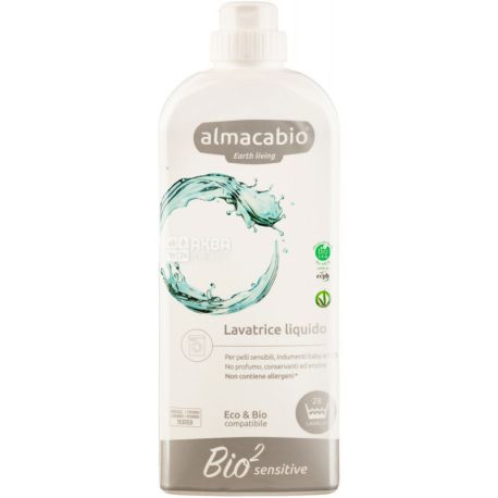 Almacabio, Bio2 Sensitive 1л, Жидкое средство для стирки, для чувствительной кожи и детской одежды 