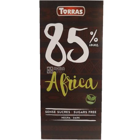 Torras Negro Africa, 100 г, Шоколад чорний, без цукру, 85%