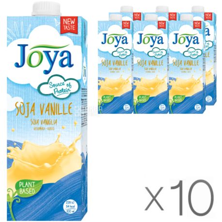 Joya Soya Vanilla, Упаковка 10 шт. по 1 л, Джоя, Соєве молоко, з ваніллю