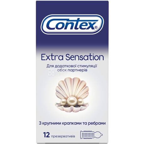 Contex, Extra Sensation,12 шт., Презервативы ребристые