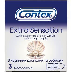 Contex Extra Sensation, 3 шт, Презервативы с крупными точками и ребрами
