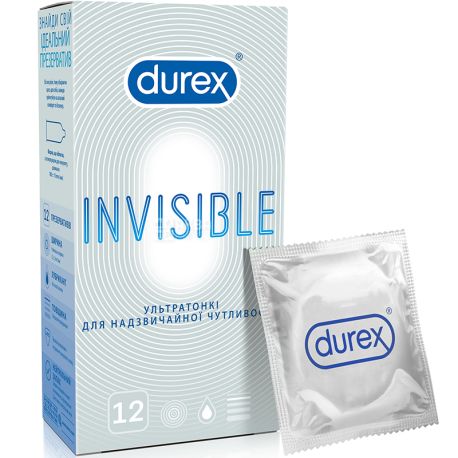 Durex, Invisible, 12 шт., Презервативы ультратонкие