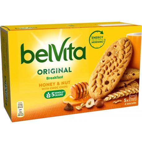 Belvita, Honey and nut, 225 г, Бельвита К завтраку, Печенье с медом и орехами