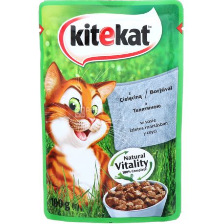 Kitekat, 100 g, food, for cats, with veal in sauce
