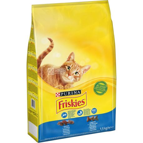 Friskies, 1500 g, food, for cats, with salmon and vegetables, dry, Adult