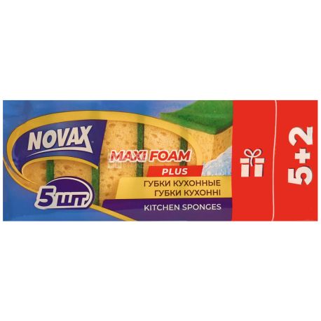 Novax, Maxi foam, 5 + 2 pcs., Kitchen sponges