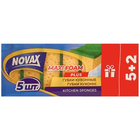 Novax, Maxi foam, 5+2 шт., Губки кухонні
