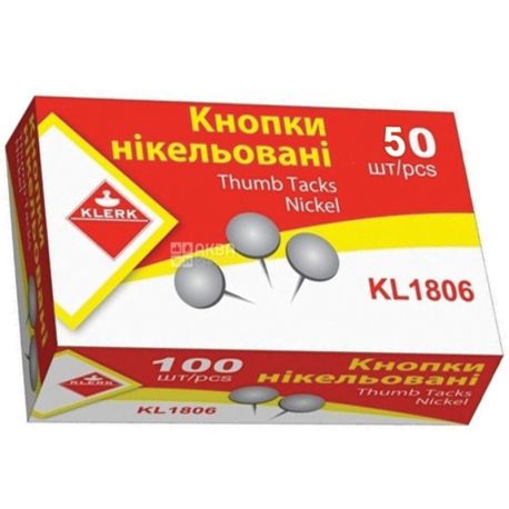 Klerk, 50 pcs., Stationery buttons, Metallic, m / s