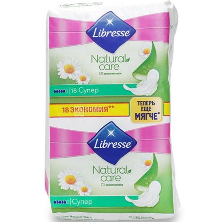 Libresse Natural Care Ultra Clip Super, 18 шт., Прокладки гігієнічні, 5 крапель