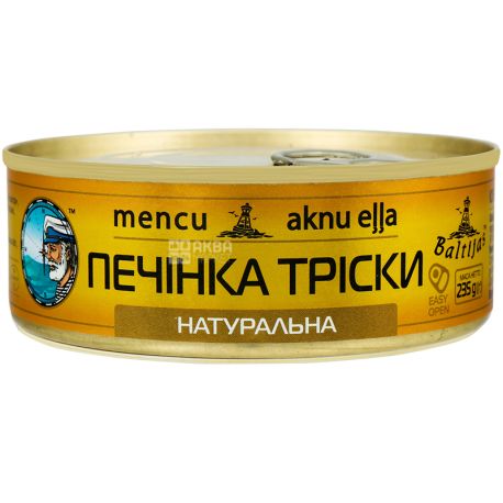 Baltijas, 235 г, Печінка тріски, натуральна, з ключем