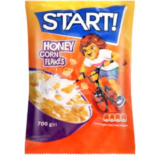 Start, 700 г, Пластівці Старт, кукурудзяні, медові, глазуровані, сухий сніданок для дітей від 6-ти років