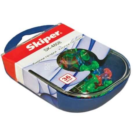 Skiper, 36 шт., 25 мм, кнопки-гвоздики, Цветные, м/у