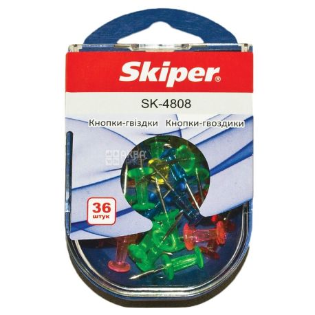 Skiper, 36 шт., 25 мм, кнопки-гвоздики, Цветные, м/у