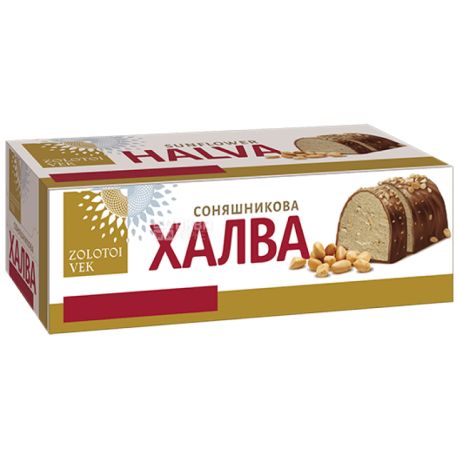 Золотой век, 470 г, Халва подсолнечная, с арахисом в глазури