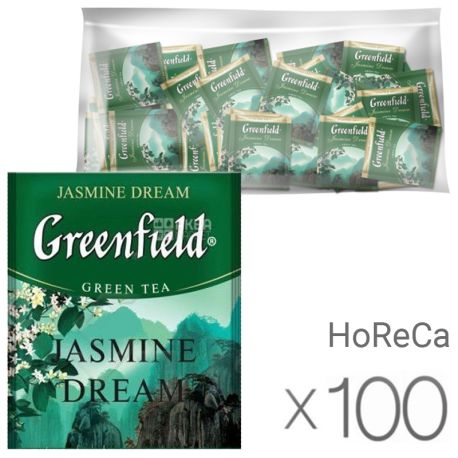 Greenfield, Jasmine Dream, 100 пак., Чай Грінфілд, Жасмин Дрім, зелений з жасмином, HoReCa