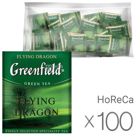 Greenfield, Flying Dragon, 100 пак., Чай Гринфилд, Флаинг Драгон, зеленый, HoReCa