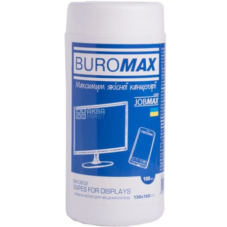 Buromax, 100 шт., Салфетки для экранов, мониторов и оптики