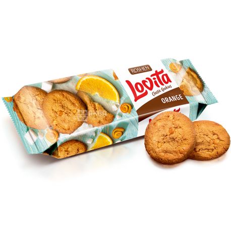 Roshen, Lovita, 150 г, Печиво зі шматочками апельсину
