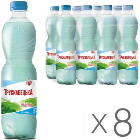 Трускавецкая Аква-Эко, Упаковка 8 шт, по 0,5 л, Вода минеральная негазированная, ПЭТ