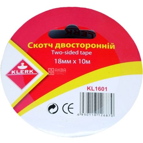Klerk, 18 мм х 10 м, скотч, Двосторонній, м/у