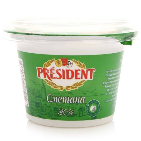 President, 180 г, Сметана, 20%