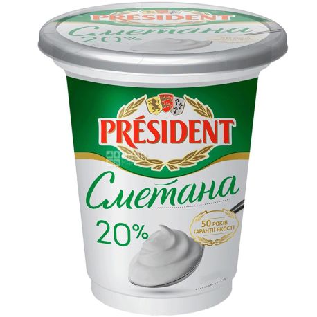 President, 325 g, 20%, sour Cream President, glass