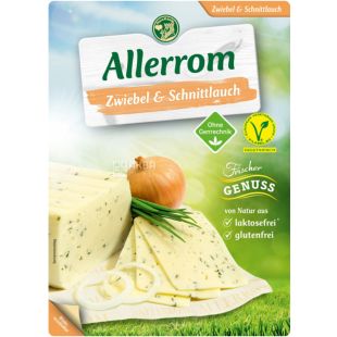 Allerrom, 110 г, Сыр твердый, с зеленым луком, 50%, слайсами, ПЭТ