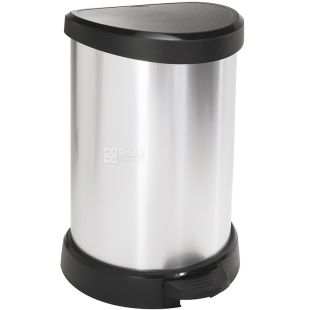 Curver Bin, 15 л, Мусорное ведро с педалью, металлическое, серебристое