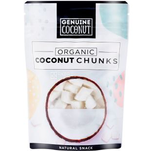 Genuine, Coconut chunks, 100 г, Кокосовые кубики, органические
