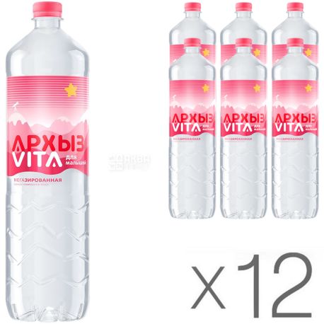 Архыз, 1,5 л, Упаковка 12 шт., Вода минеральная негазированная, ПЭТ